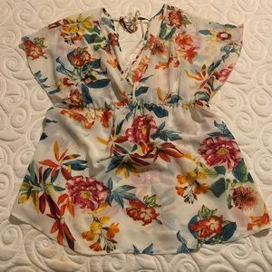Floral Semi Sheer Flouse